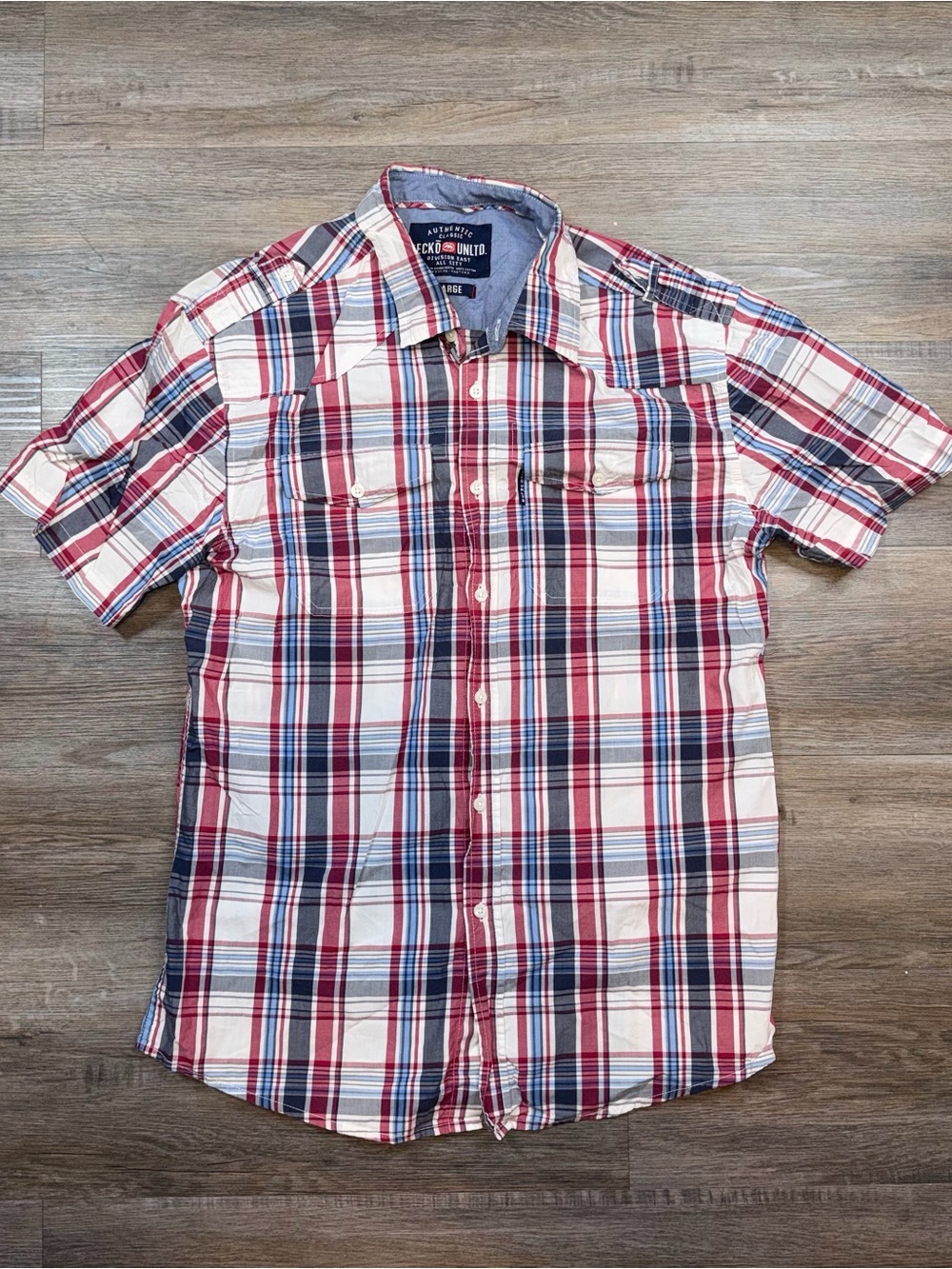 Ecko Unltd Vintage Plaid Button Down Shirt Retro Throwback Mens Large Y2K